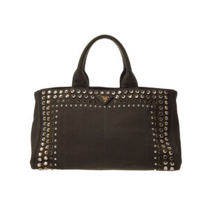 Prada Canapa Tote Bag Khaki Green Canvas Beads